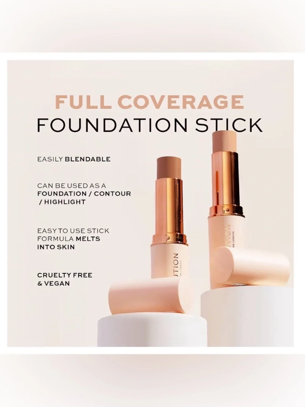 Makeup Revolution Fast Base Foundation Stick F2 Full Coverage Cream Stick